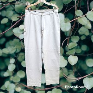 LAND'S END Classic Chino Pants Hi Rise Straight Leg Ivory Color Relaxed …